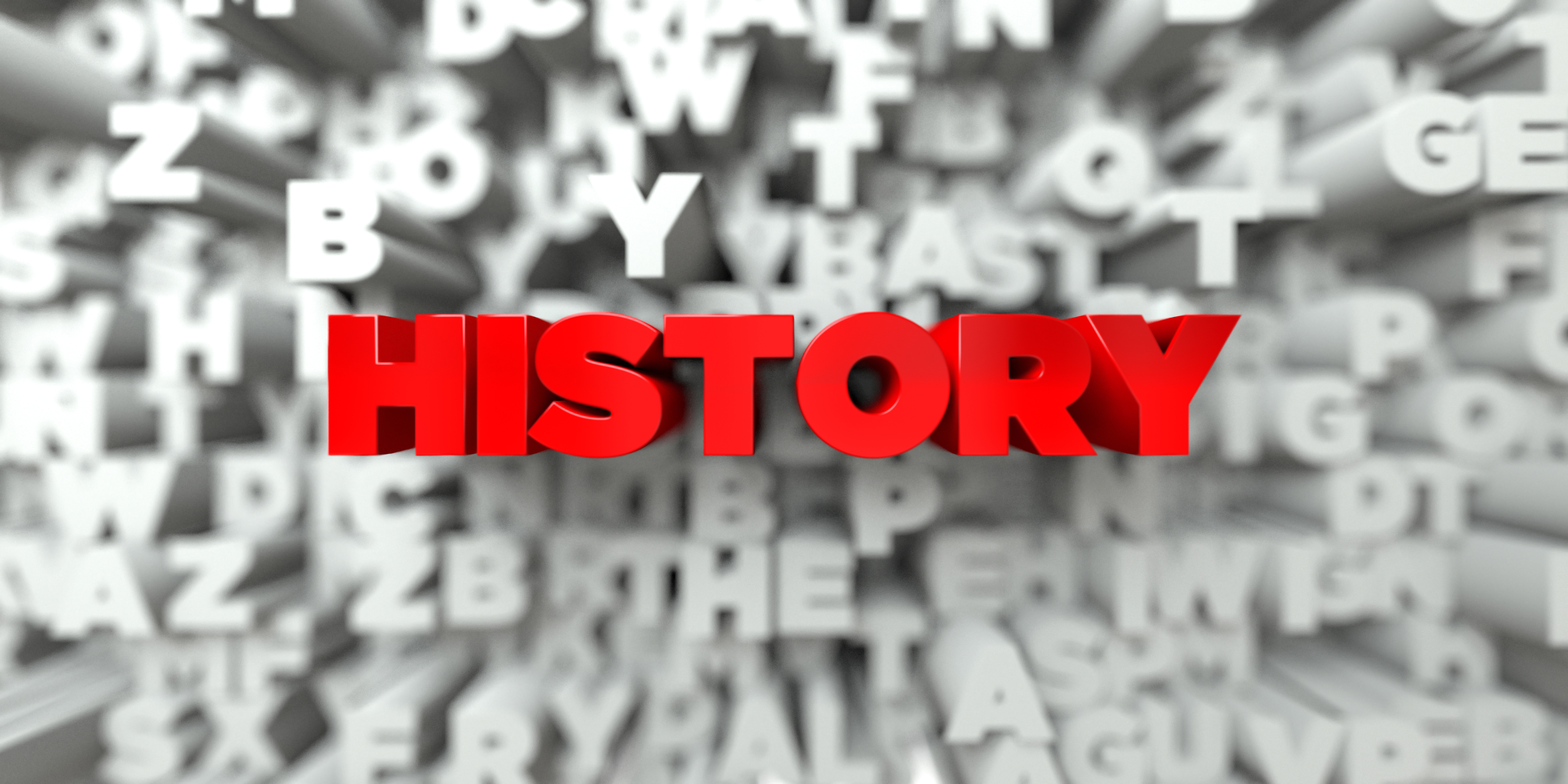 HISTORY -   3D stock image of Red text on white background