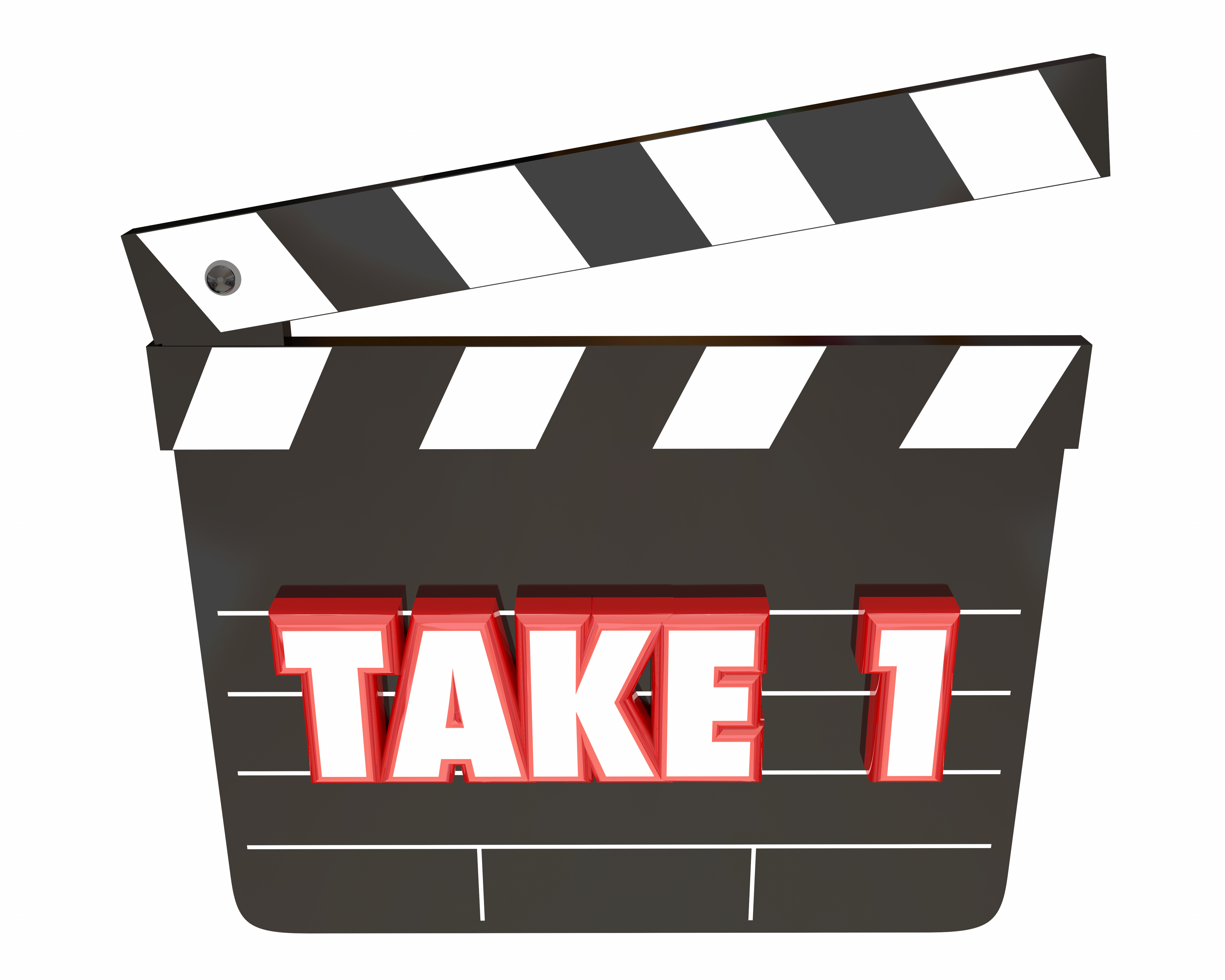 Take 1 One First Attempt Try Scene Movie Clapper Board 3d Illust